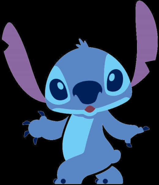 Blue Alien Cartoon Character Stitch PNG Image