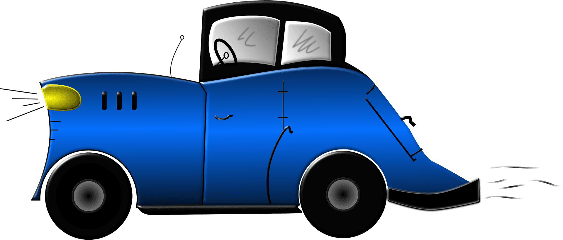 Blue Animated Car Character PNG Image