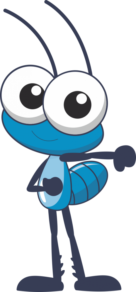 Blue Animated Insect Character PNG Image