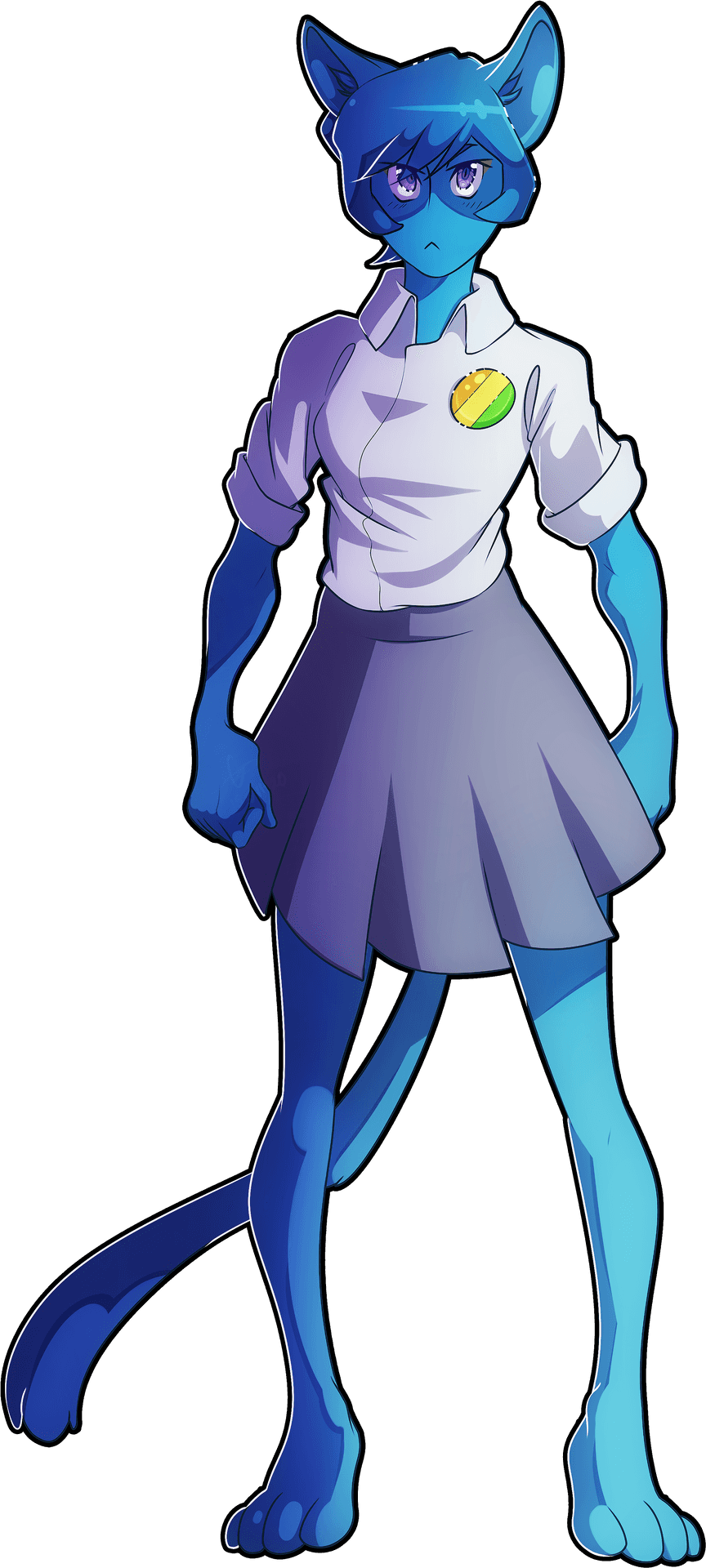 Blue Anthropomorphic Cat Character PNG Image