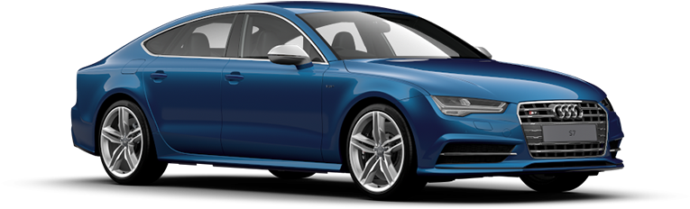 Blue Audi S7 Side View PNG Image