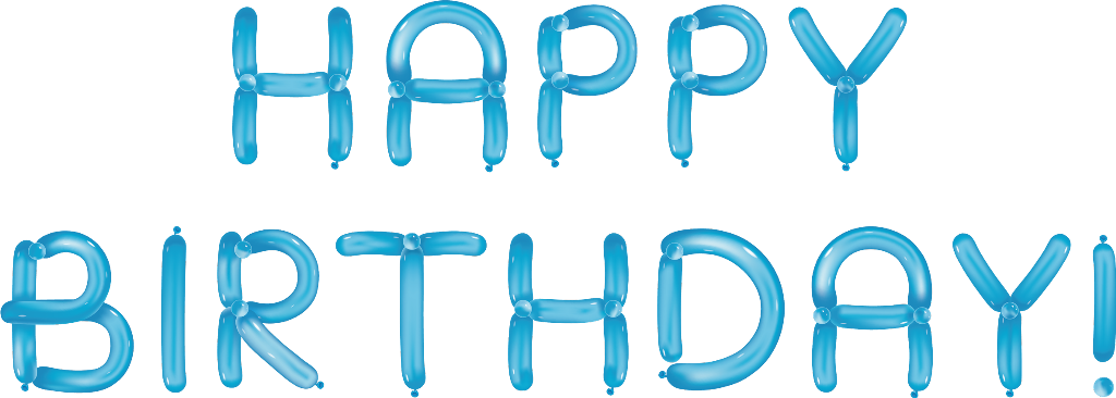 Blue Balloon Happy Birthday Text PNG Image