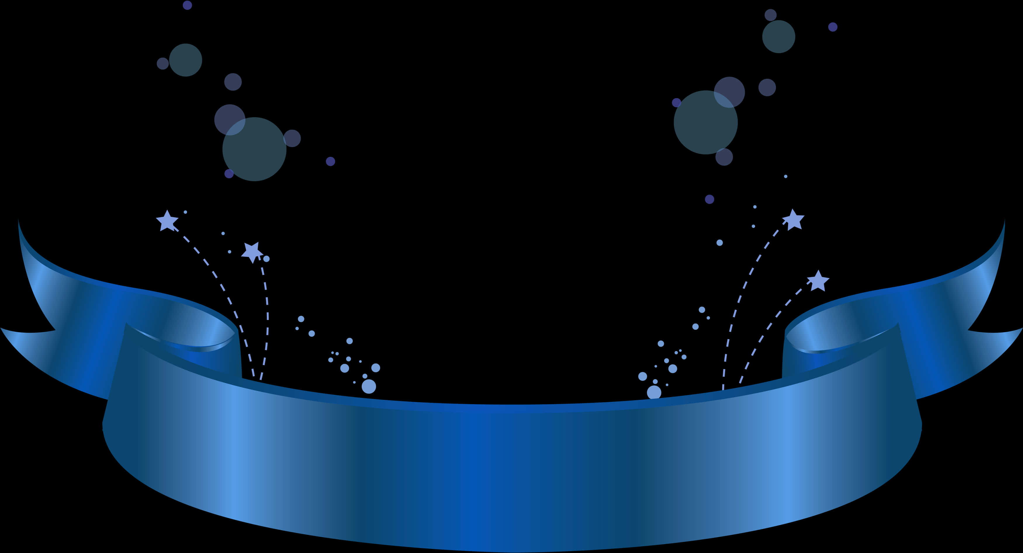 Blue Banner Ribbonwith Starsand Sparkles PNG Image