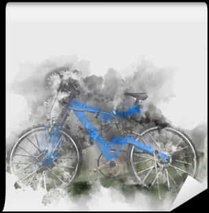 Blue Bicycle Watercolor Effect Transparent Background PNG Image