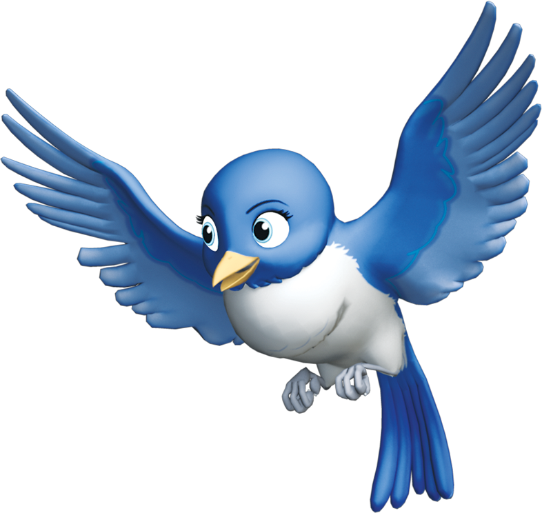 Blue Bird Character Flying PNG Image