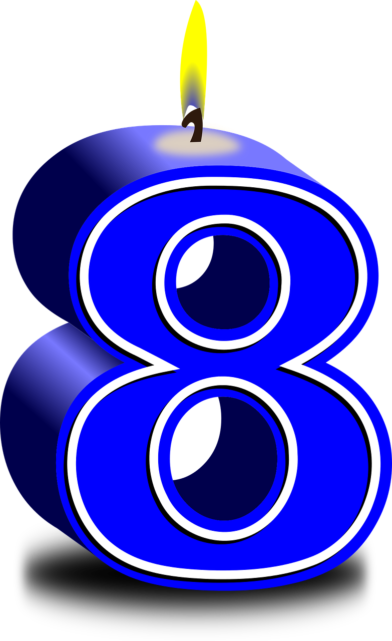 Blue Birthday Candle Number8 PNG Image