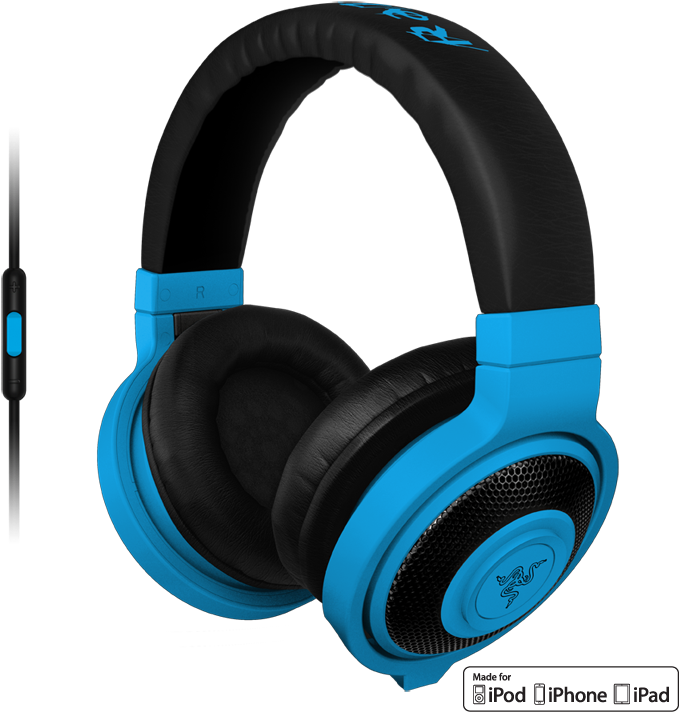 Blue Black Over Ear Headphoneswith Mic PNG Image