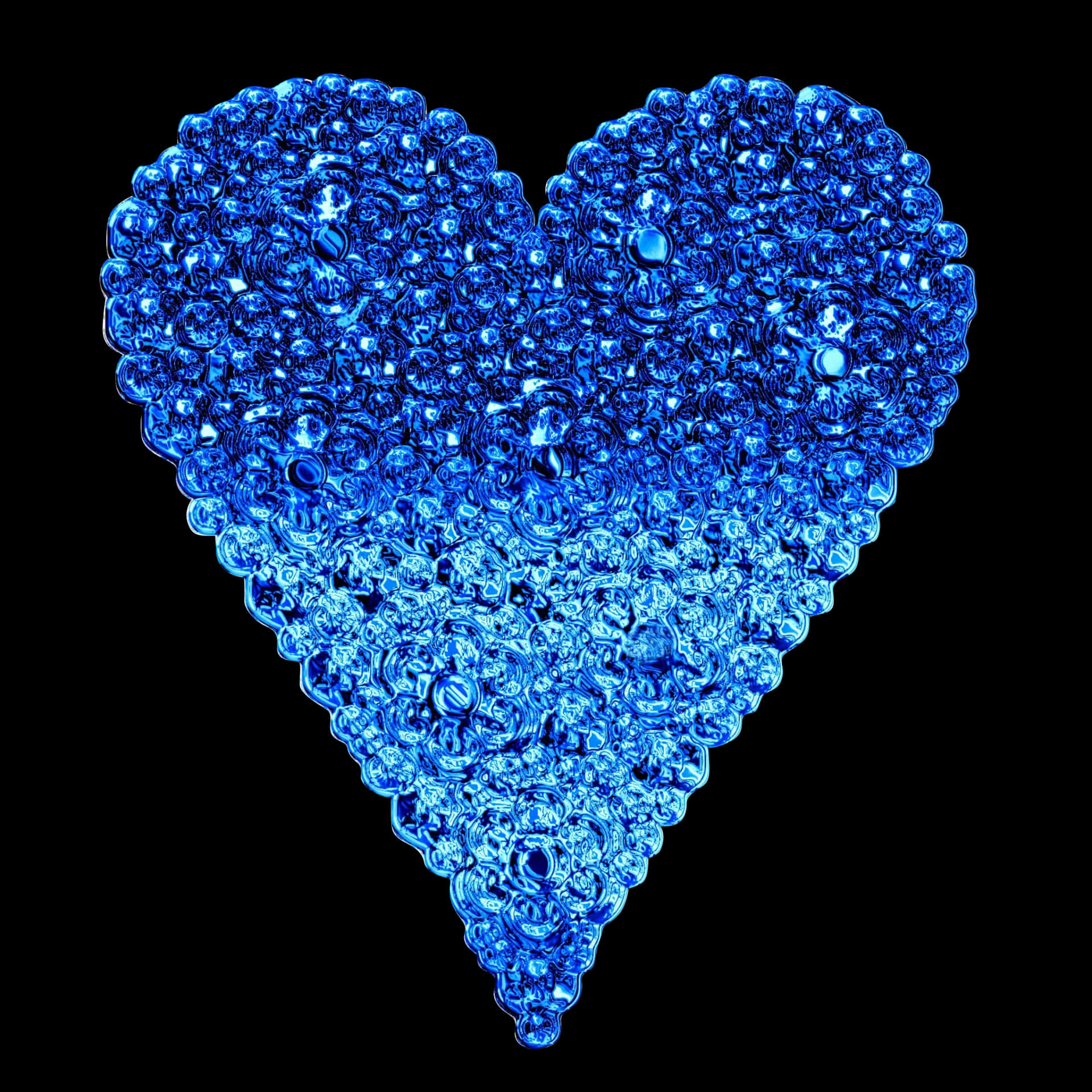 Blue Bubble Heart Shape PNG Image