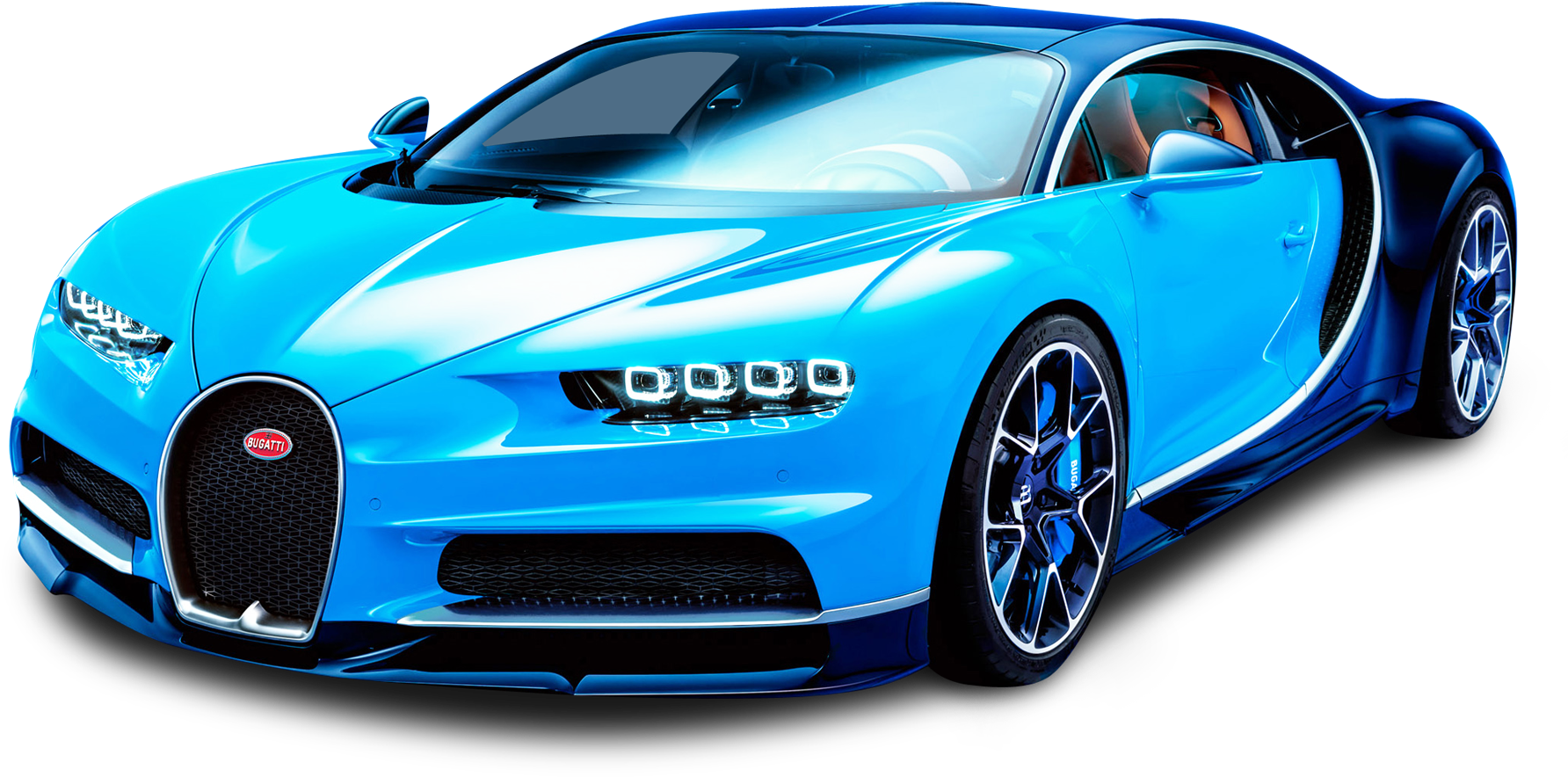 Blue Bugatti Chiron Side View PNG Image