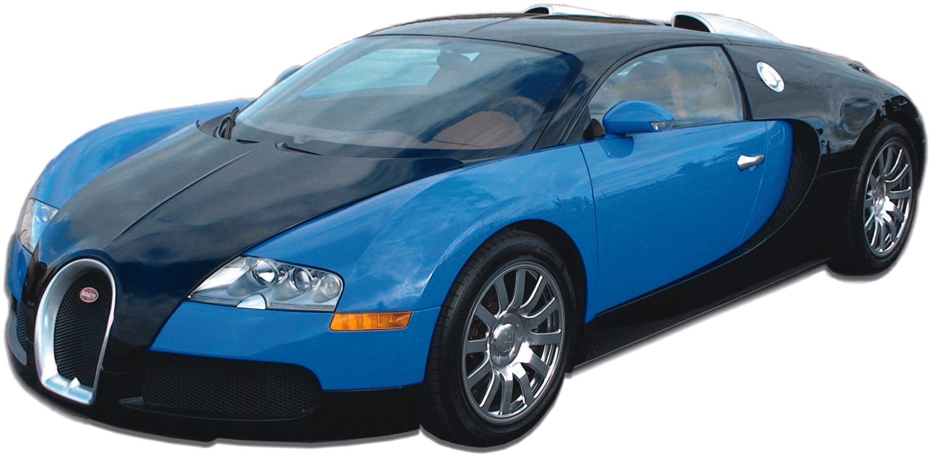 Blue Bugatti Veyron Side View PNG Image