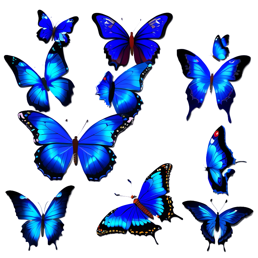 Blue Butterflies Clipart Png 64 PNG Image