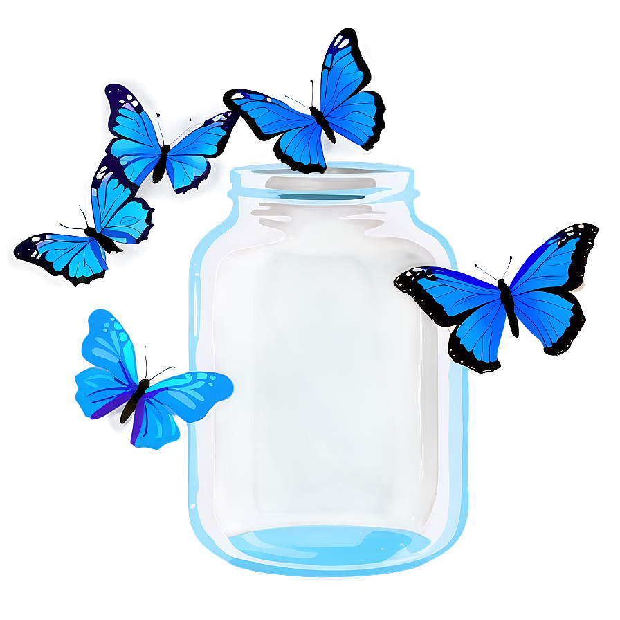 Blue Butterflies In Jar Png 98 PNG Image