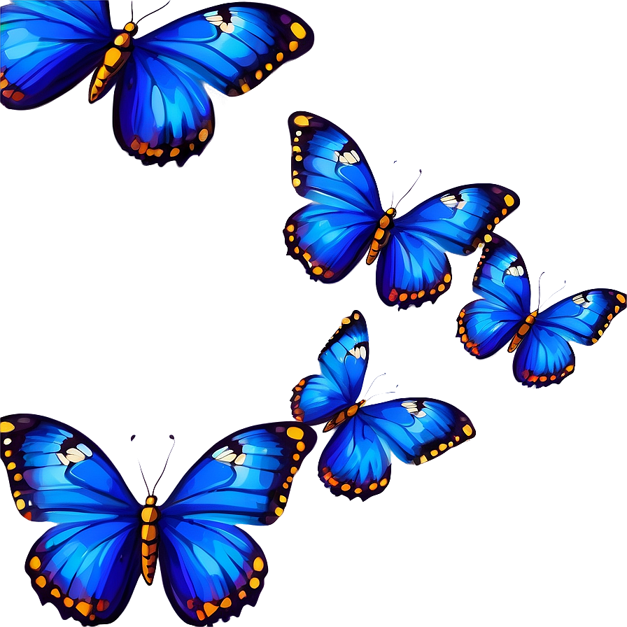 Blue Butterflies Pattern Png Ard18 PNG Image