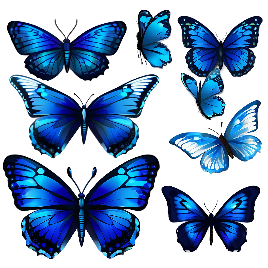 Blue Butterflies Vector Png 35 PNG Image