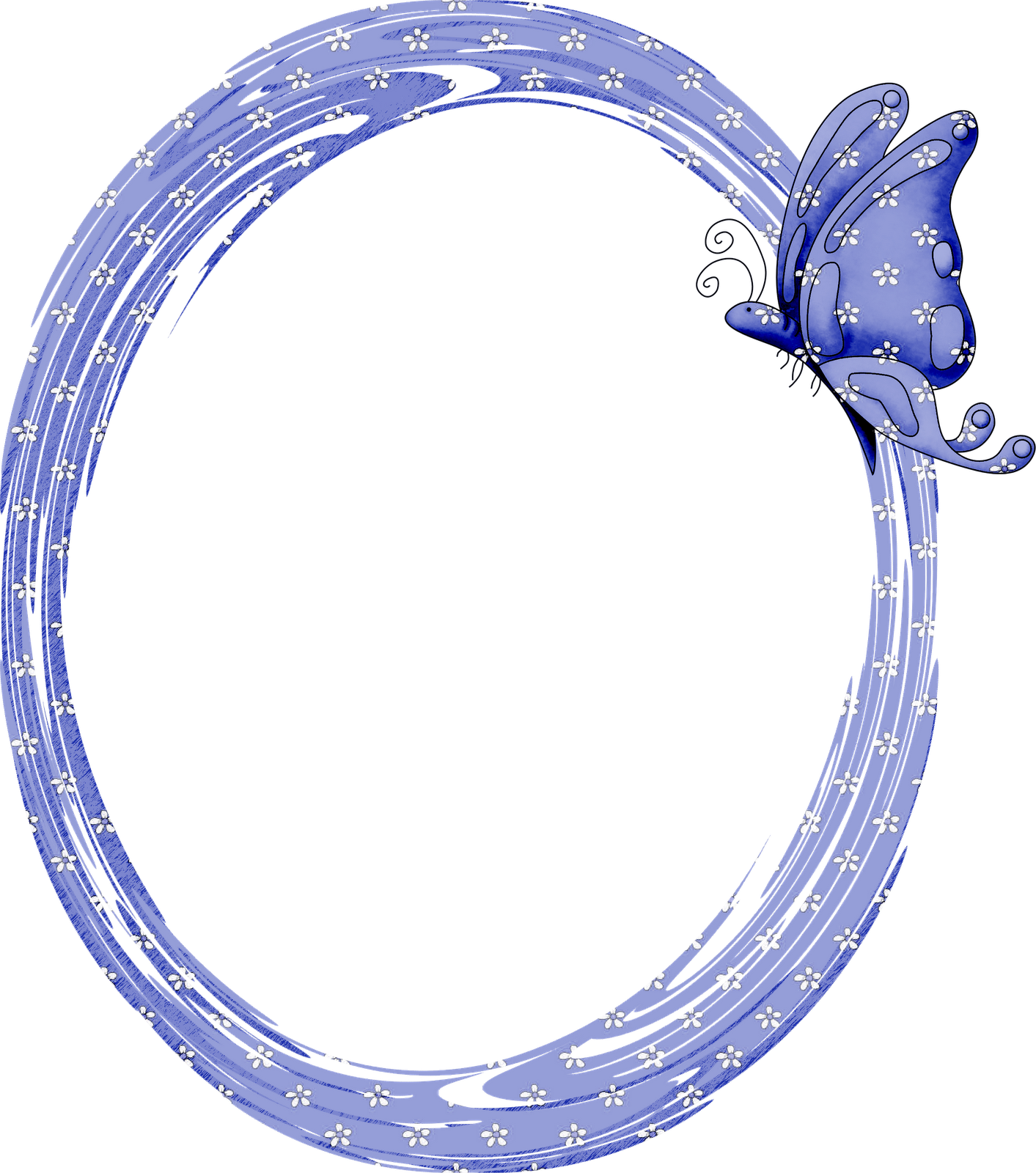 Blue Butterfly Floral Frame PNG Image