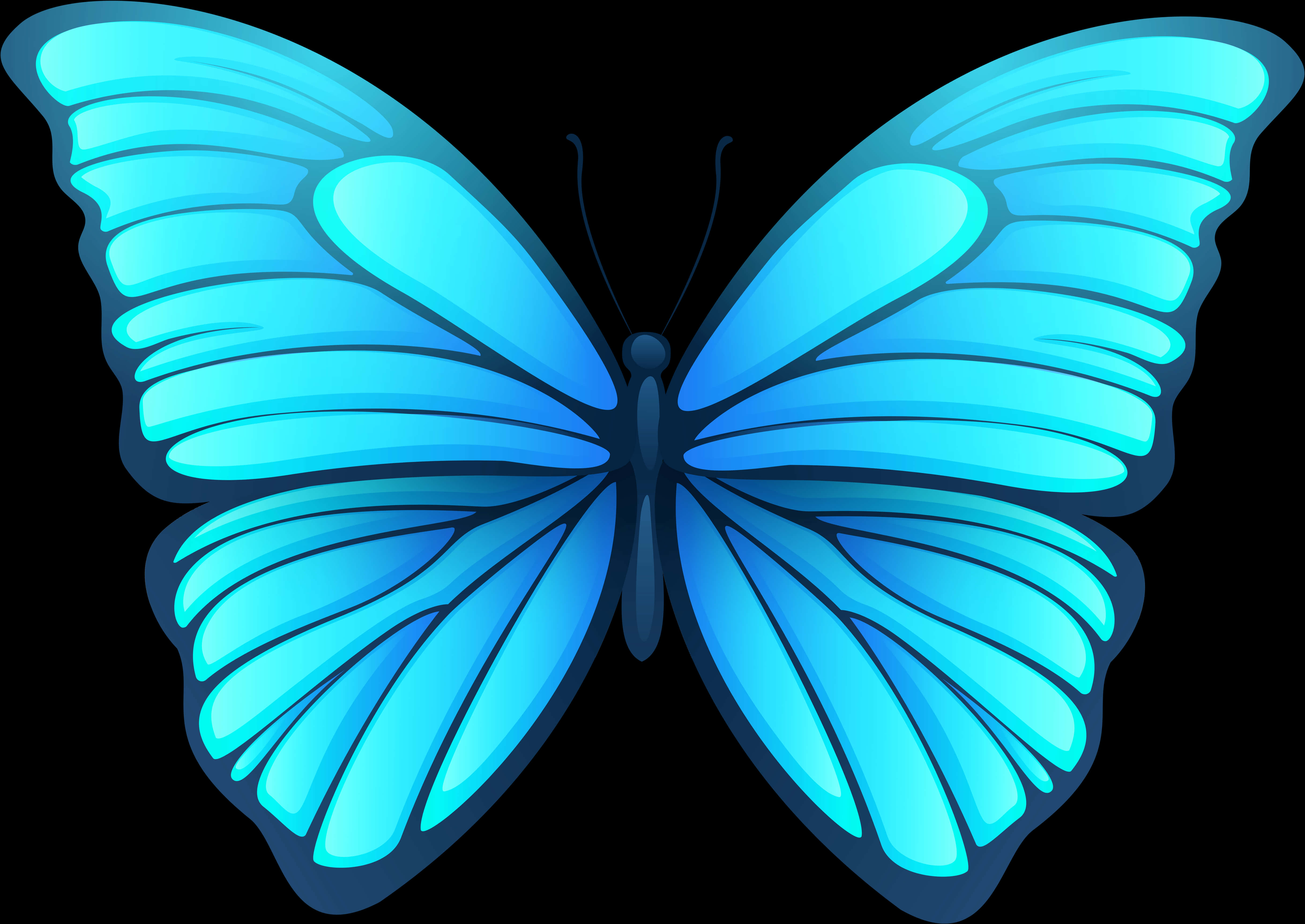 Blue Butterfly Illustration PNG Image