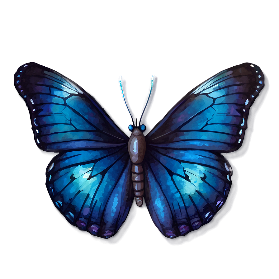 Blue Butterfly In Watercolor Png Gig PNG Image