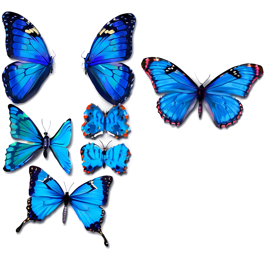 Blue Butterfly On Blue Background Png Ikx14 PNG Image