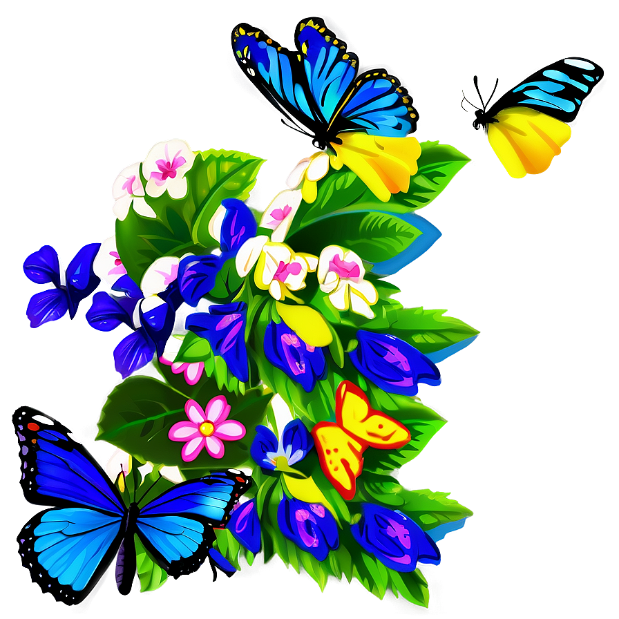 Blue Butterfly On Flower Png 64 PNG Image