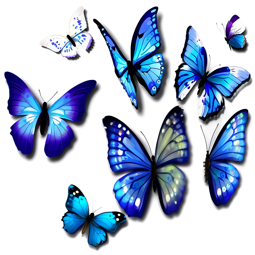 Blue Butterfly Pattern Png Bsh10 PNG Image