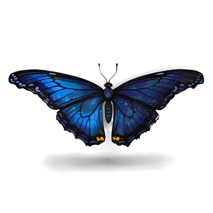 Blue Butterfly Under Moonlight Png Kxi54 PNG Image