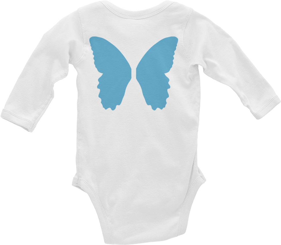 Blue Butterfly Wings Baby Onesie PNG Image