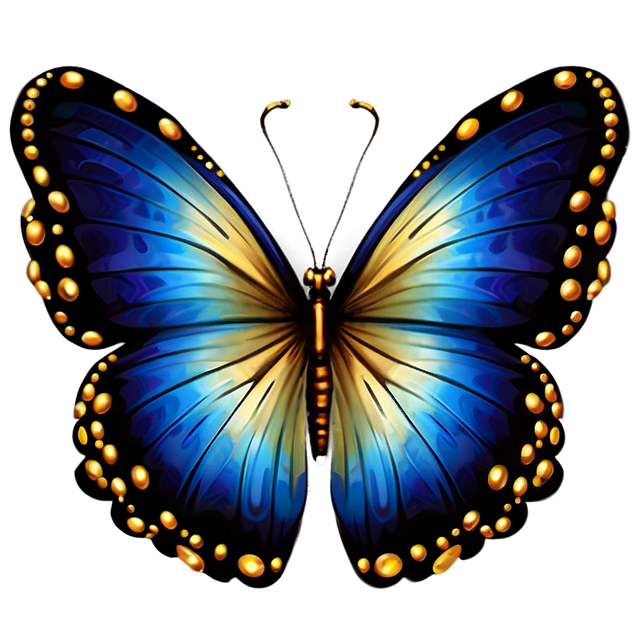 Blue Butterfly With Golden Accents Png 40 PNG Image