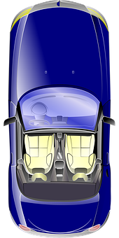 Blue Car Top View Illustration PNG Image