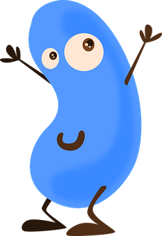 Blue Cartoon Bean Character PNG Image