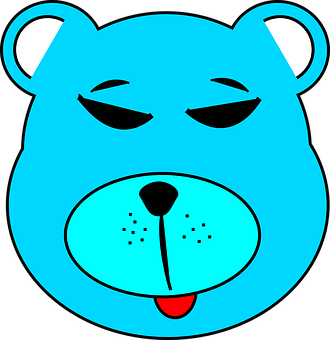 Blue Cartoon Bear Face PNG Image