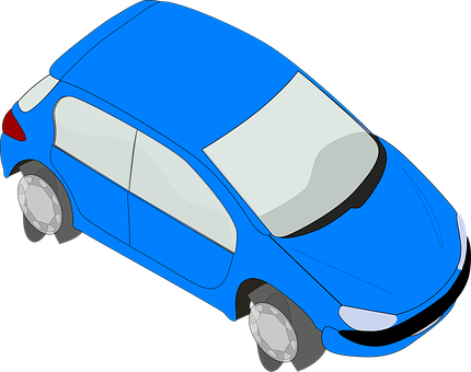 Blue Cartoon Car Graphic PNG Image