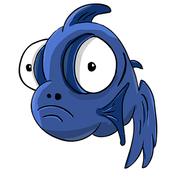 Blue Cartoon Fish Expression PNG Image