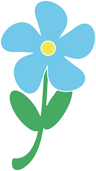 Blue Cartoon Flower Illustration PNG Image