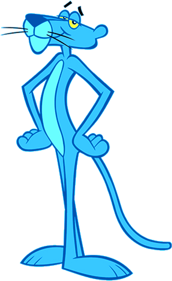 Blue Cartoon Panther Standing PNG Image