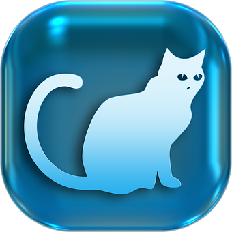 Blue Cat Icon Glossy PNG Image