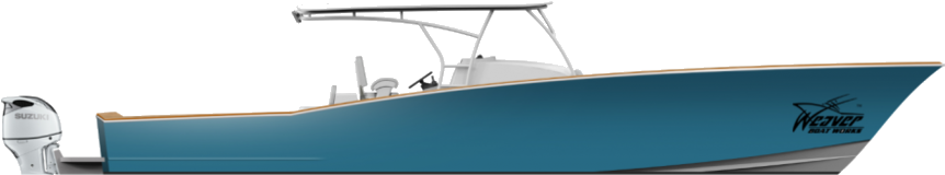 Blue Center Console Fishing Boat PNG Image