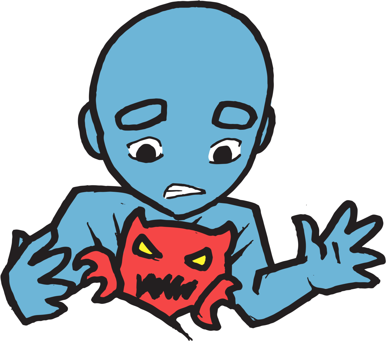 Blue_ Character_ Holding_ Red_ Monster PNG Image