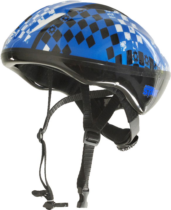 Blue Checkered Bicycle Helmet PNG Image