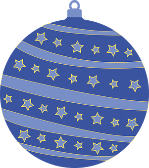 Blue Christmas Ornamentwith Stars PNG Image