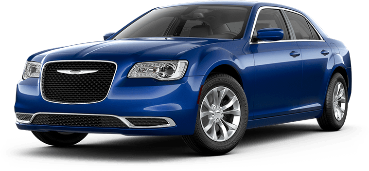 Blue Chrysler Sedan Profile View PNG Image