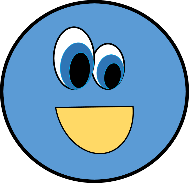 Blue Circle Cartoon Face PNG Image