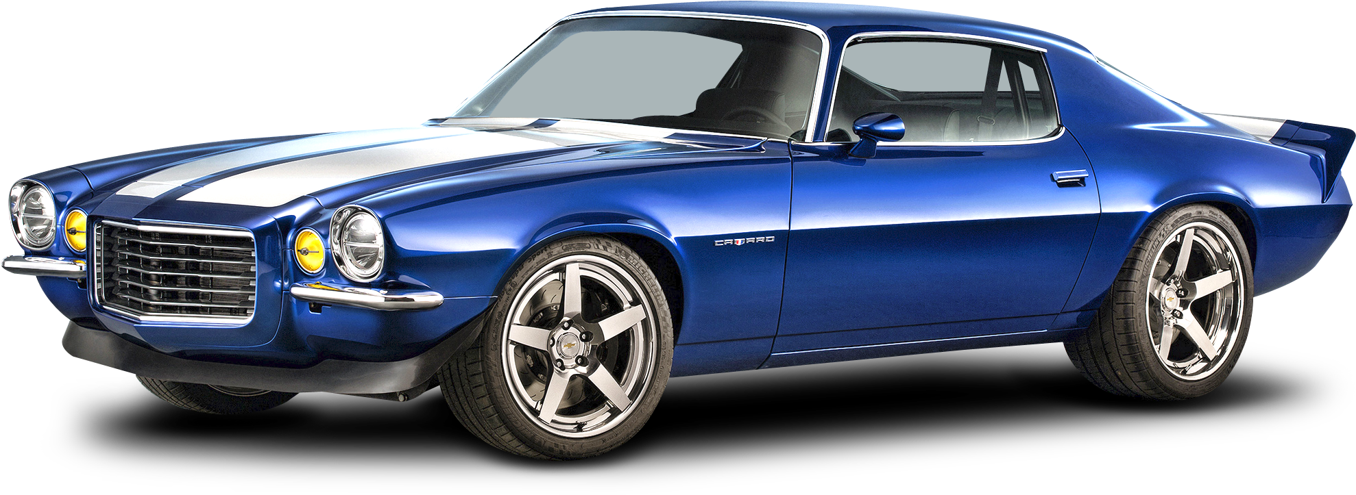 Blue Classic Camaro Side View PNG Image