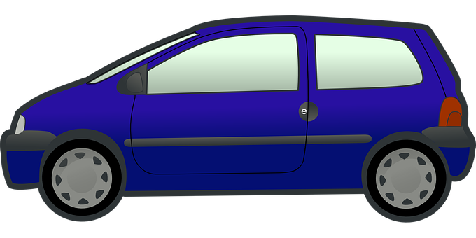 Blue Compact Car Illustration PNG Image