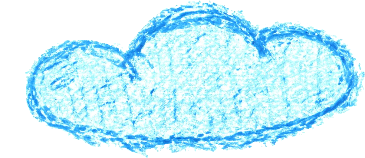 Blue Crayon Cloud Drawing PNG Image