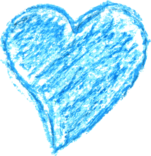 Blue Crayon Heart Drawing PNG Image