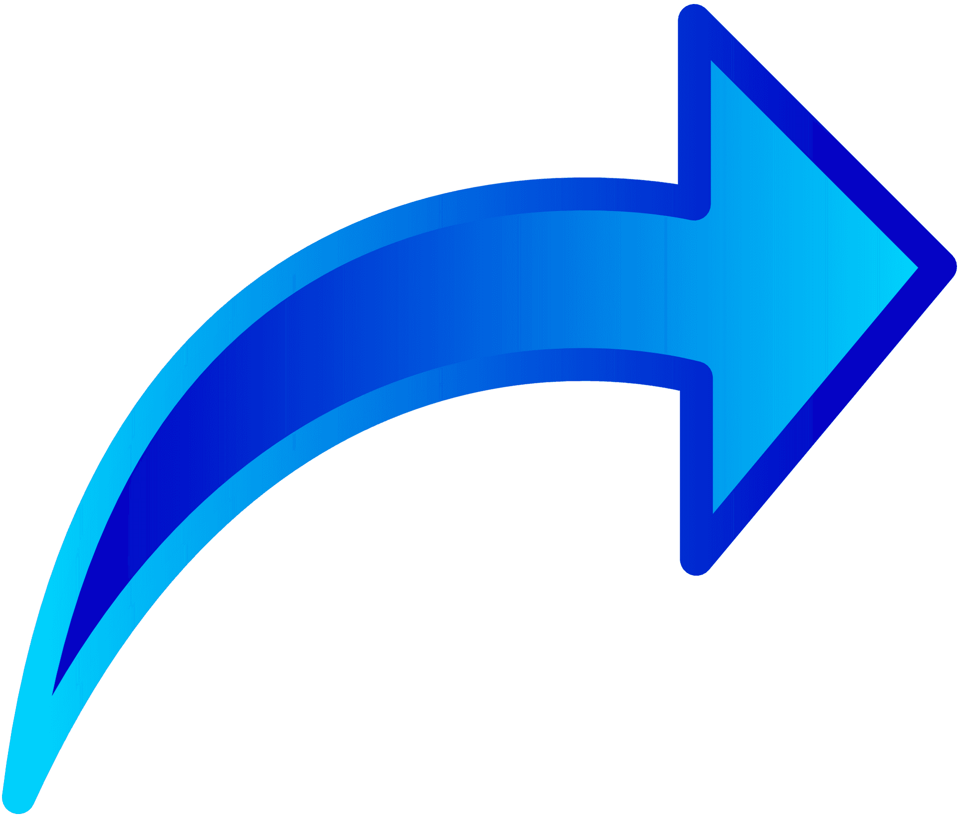 Blue Curved Arrow PNG Image