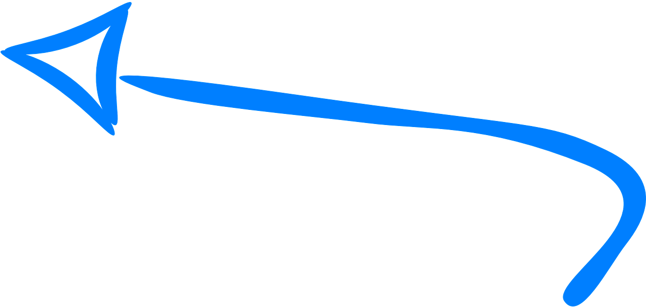 Blue Curved Hand Drawn Arrow PNG Image