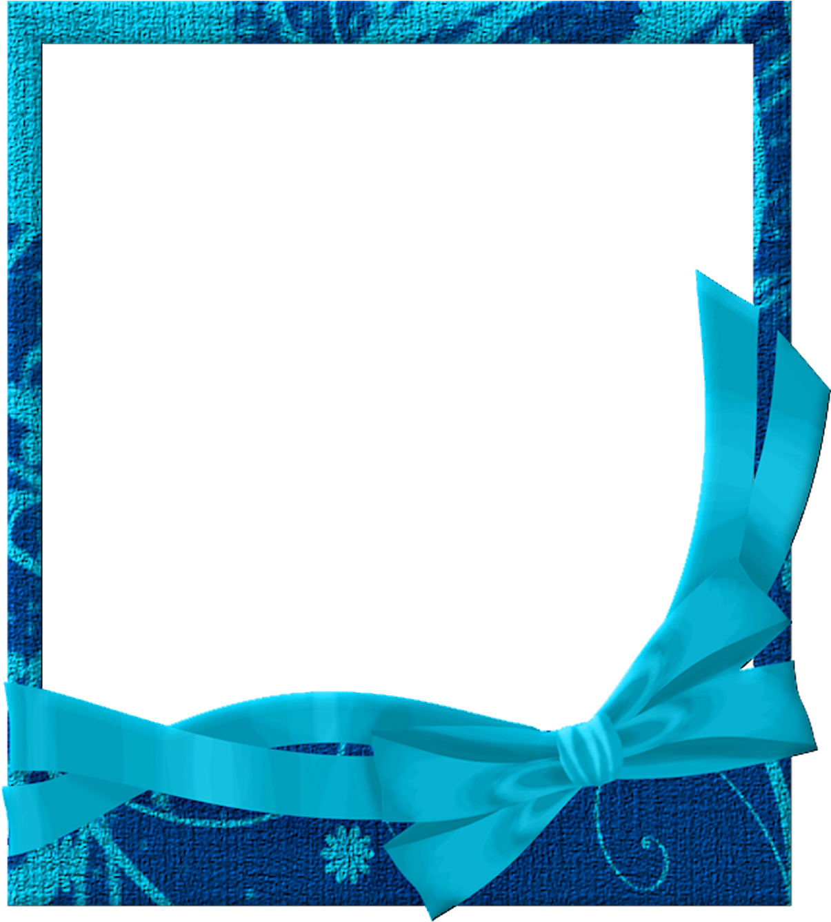 Blue Decorative Framewith Ribbon PNG Image