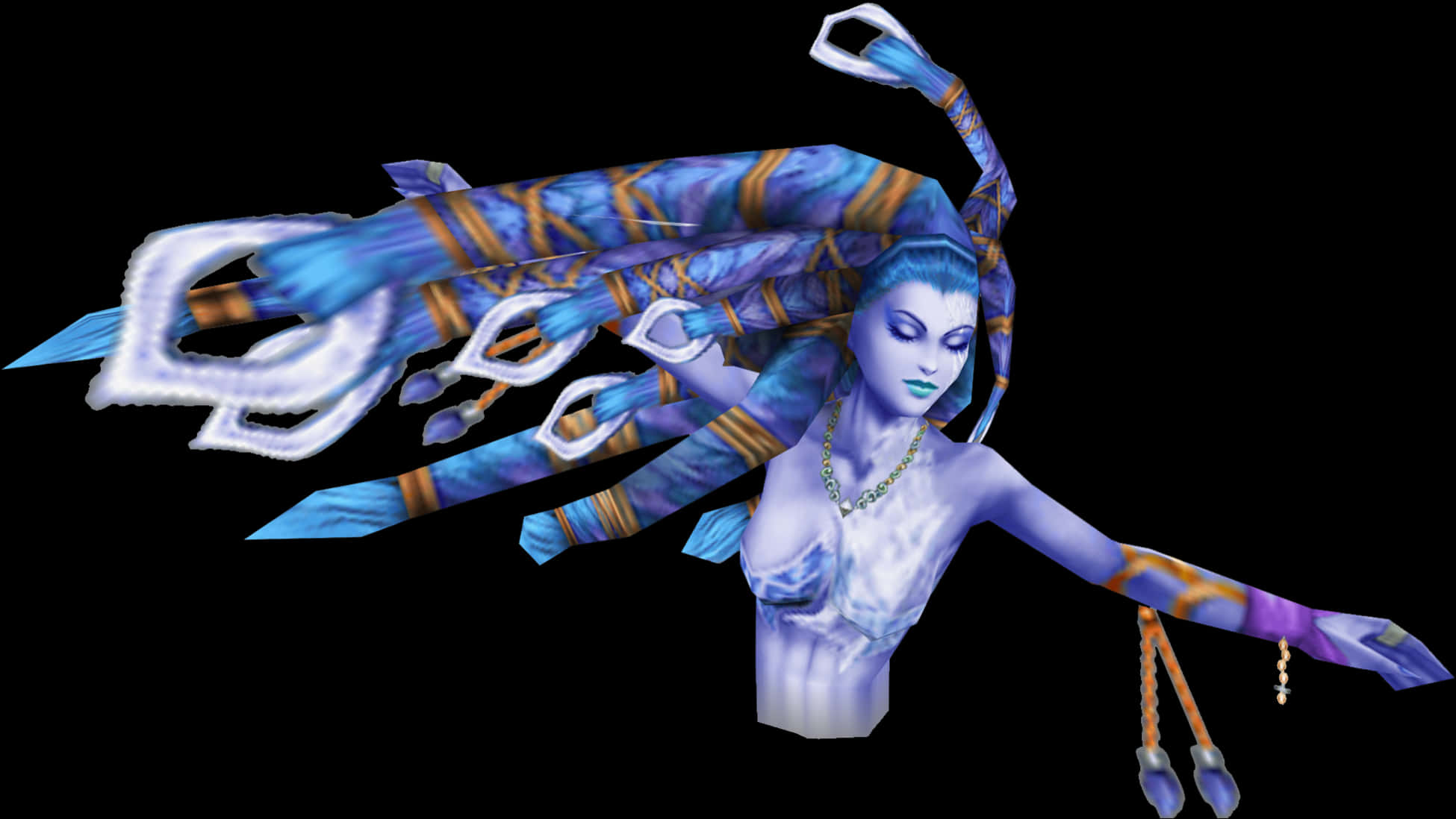 Blue_ Deity_ Figure_with_ Serpentine_ Hair PNG Image