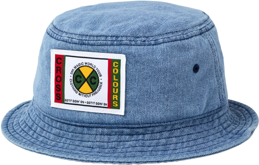 Blue Denim Bucket Hatwith Logo Patch PNG Image